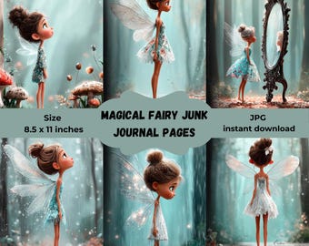 Magical Fairy Junk Journal Pages, Enchanted Forest Printable Papers, Vintage Fantasy Backgrounds, Scrapbook Paper Pack, Instant Download