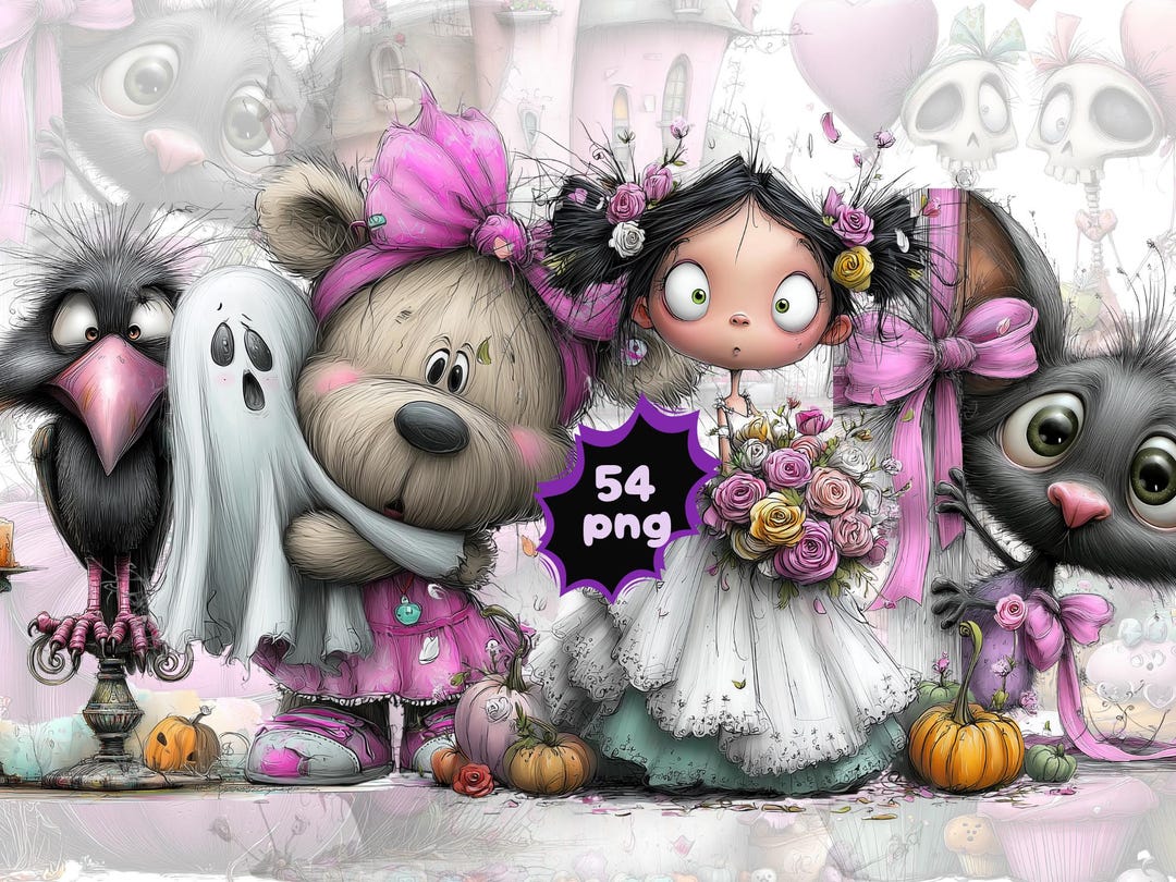 Pink Coquette Halloween Clipart Bundle PNG | Cute Spooky Bow Pumpkin ...