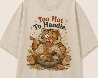 Too Hot To Handle™ – Funny Tiger Ramen Vintage Graphic Tee