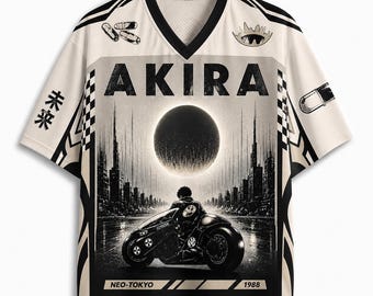 Akira Neo-Tokyo Eclipse Rider Jersey | Cyberpunk Anime Streetwear Graphic Shirt | Futuristic Motorcycle Racing Tee