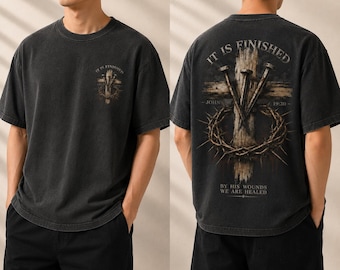 Det är fullbordat™ – T-shirt med kristet kors i vintage-stil och komfortfärger | T-shirt med trosmotiv i Johannes 19:30