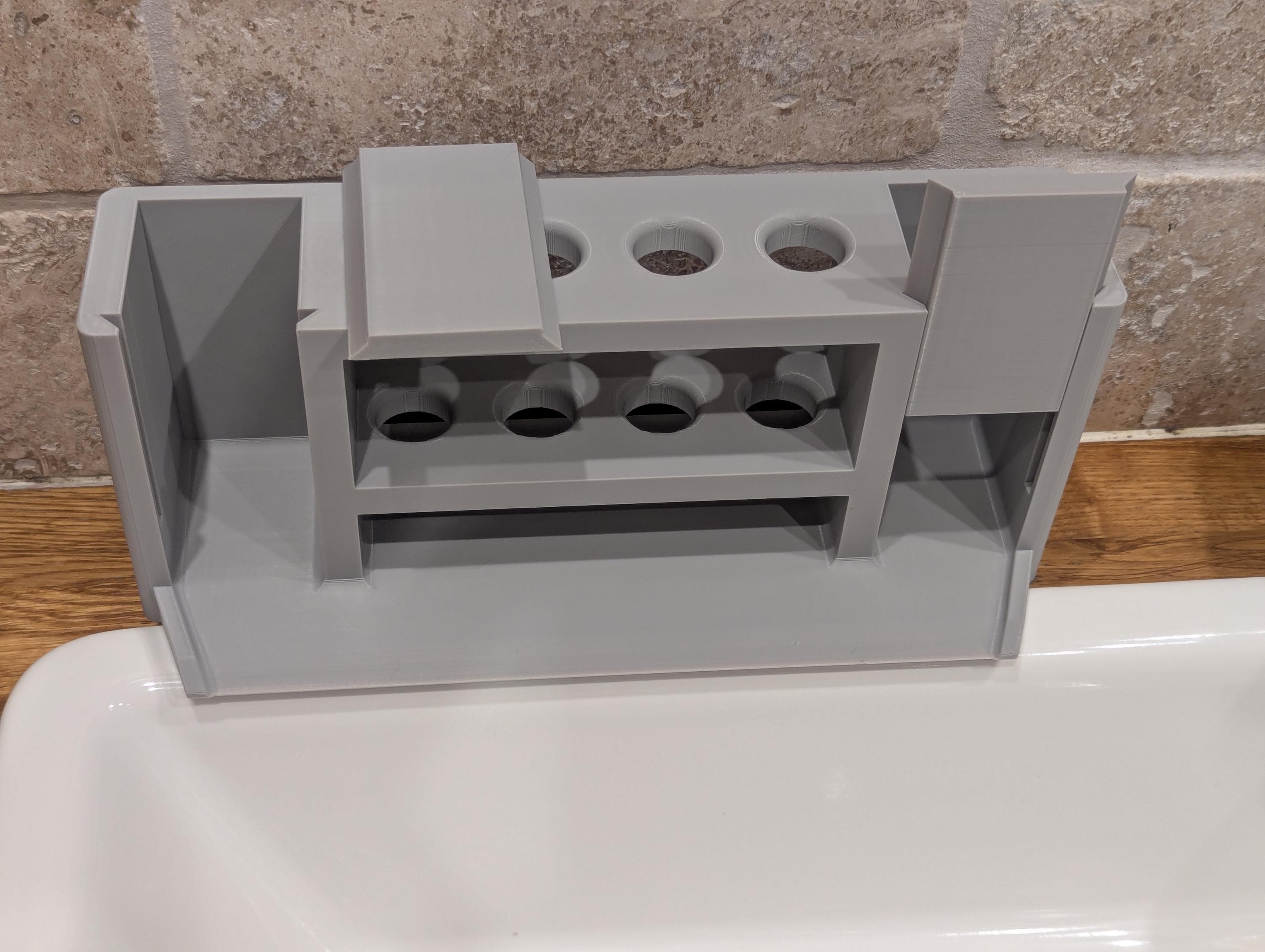 Modular Toothbrush & Toothpaste Holder – Drain Pan Into Sink, Removable ...