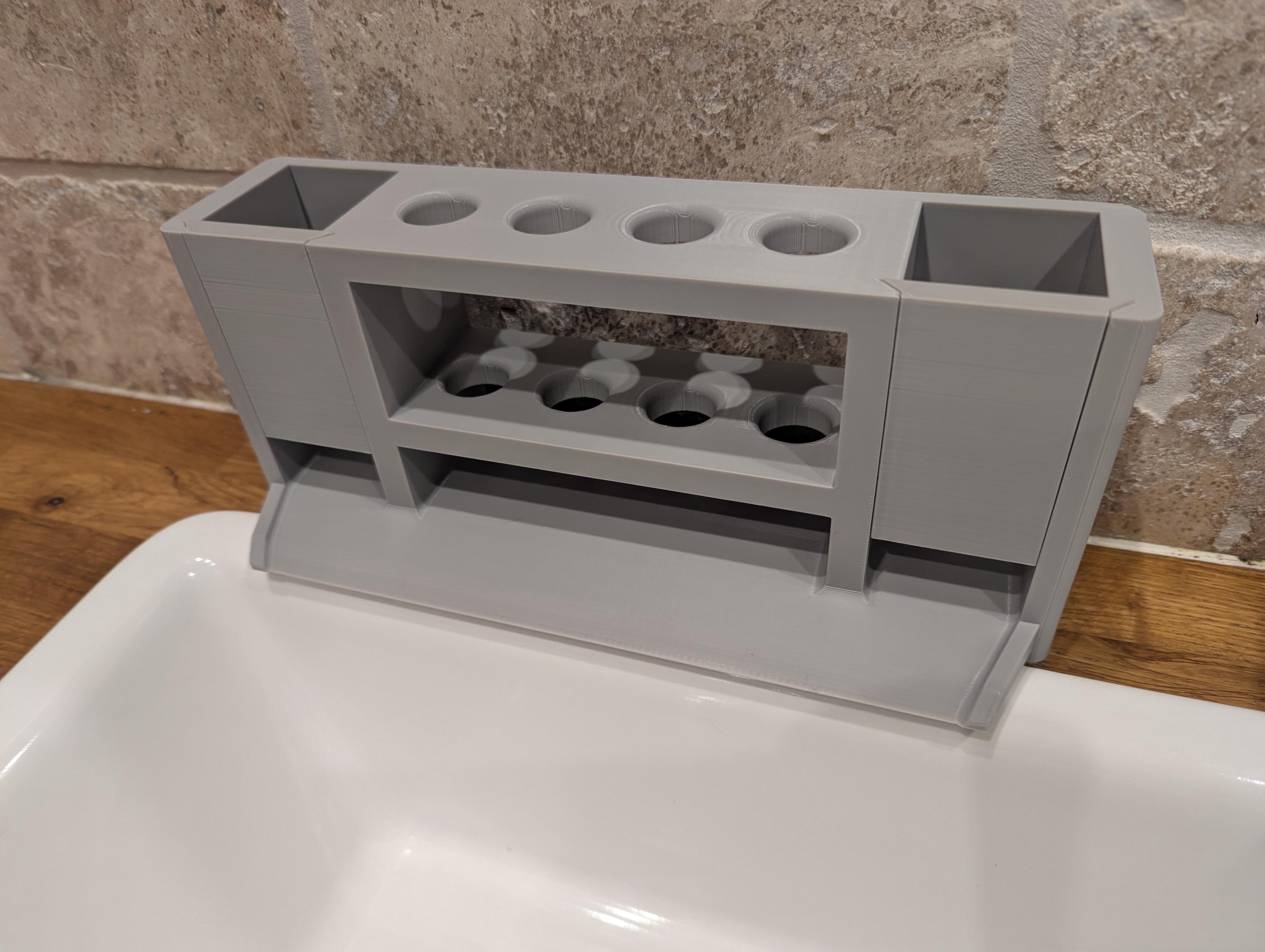 Modular Toothbrush & Toothpaste Holder – Drain Pan Into Sink, Removable ...