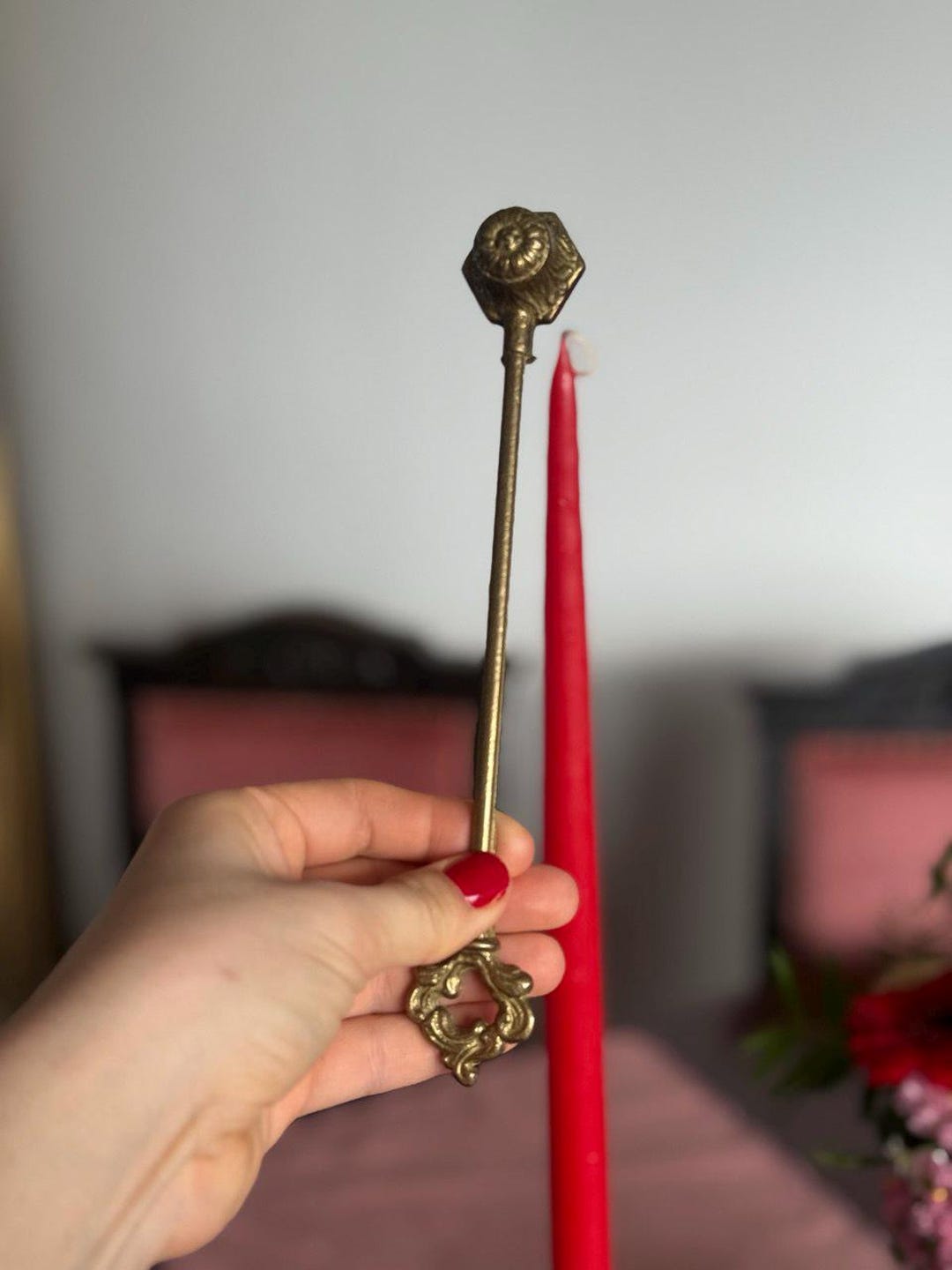 Vintage Brass Candle Snuffer | Decorative Victorian Candle Tool