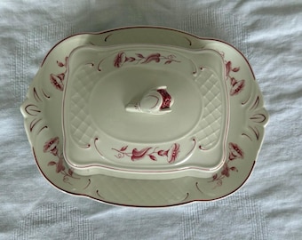Vintage Villeroy & Boch Val Rouge Butterdose | Rote Transferware Butterdose | Cottagecore Tisch Dekor | Gefertigt in Deutschland