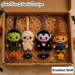 Cute Halloween Crochet Keychain, Spooky Study Bag Charm, Kawaii Amigurumi Backpack Accessory, Fall Gift for Student, Book Lover Decor