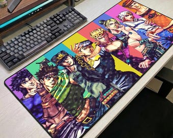 Alfombrilla de ratón de JoJo's Bizarre Adventure, alfombrilla de escritorio de anime, alfombrilla de ratón grande de JoJo, alfombrilla de escritorio colorida para gamers de anime, regalo