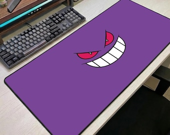 Alfombrilla de ratón de Pokémon Gengar, alfombrilla de escritorio de anime, alfombrilla de ratón para juegos morada, alfombrilla de escritorio grande, regalo para fans de Pokémon