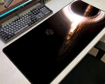 Interstellar Black Hole Gaming Mouse Pad XXL, Space Desk Mat, Sci Fi Deskmat, Galaxy Keyboard Pad, Cosmic Anime Style Gamer Setup Decor