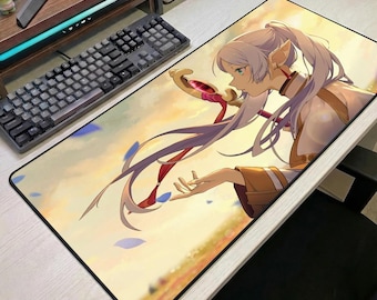 Frieren Anime Mouse Pad Large Desk Mat Frieren Mousepad Aesthetic Anime Desk Mat Gaming Desk Mat Gift for Anime Fans