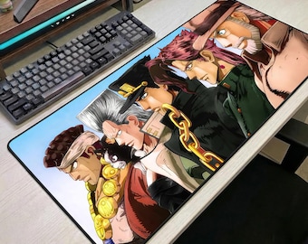 JoJo's Bizarre Adventure Gaming Mouse Pad, Anime Desk Mat, Stardust Crusaders Deskmat, Jojo Keyboard Pad, Manga Gamer Setup Decor