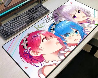 Alfombrilla de ratón de Anime ReZero, alfombrilla de escritorio Rem Emilia Re Zero Kara Hajimeru Isekai Seikatsu, alfombrilla de ratón para juegos, regalo