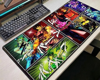 Alfombrilla de ratón de JoJo's Bizarre Adventure, alfombrilla de escritorio de anime, alfombrilla de ratón de anime de JoJo, alfombrilla de escritorio grande, regalo para fans de JoJo, alfombrilla de escritorio para gamers