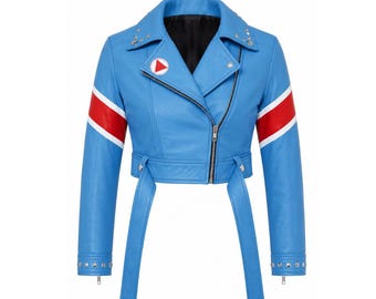 Cammy UK Flag Cropped Leather Jacket