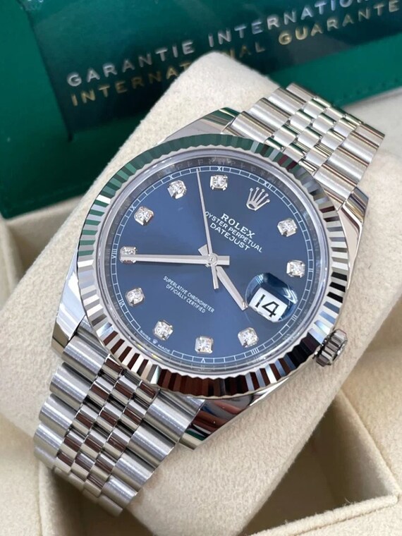 Rolex Datejust Steel Blue Dial diamond 38mm Watch - Etsy