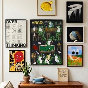 Conjunto ecléctico de 8 láminas para pared, paquete original para galería de arte, descarga digital, póster de decoración maximalista, láminas de arte surrealista, decoración indie para habitaciones.