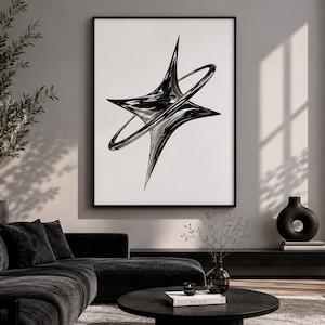 Abstract Chrome Wall Art, Metallic 3D Sculpture Print (Digital Download)