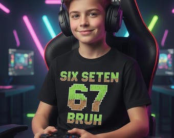 Trending Gaming Six Seven 67 png, grappige 67 gamermeme, pixelgamestijlontwerp, kinderen jongens gamerkunst, 67 digitale download, 6 7 png