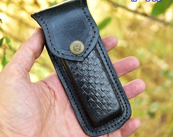 Custom Handmade Genuine Engraved Leather Sheath for 5" Folding Pocket Knife