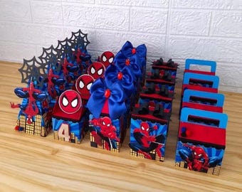 Spiderman Party Favors Digital Template - SVG, PNG, PDF, Studio - Spider-Man Birthday Box Kit