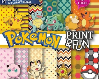 70+ Pokemon Digital PNG Clipart Mega Bundle, 13 Premium Battle Backgrounds, High Resolution Transparent PNG, Commercial Use