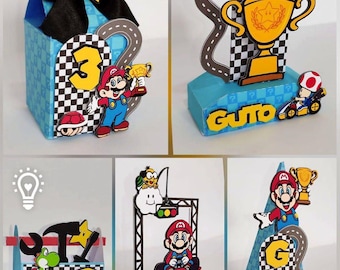 Mario Kart Party Favors Digital Template - SVG, PNG, PDF, Studio - Video Game Birthday Box Kit - Racing Party