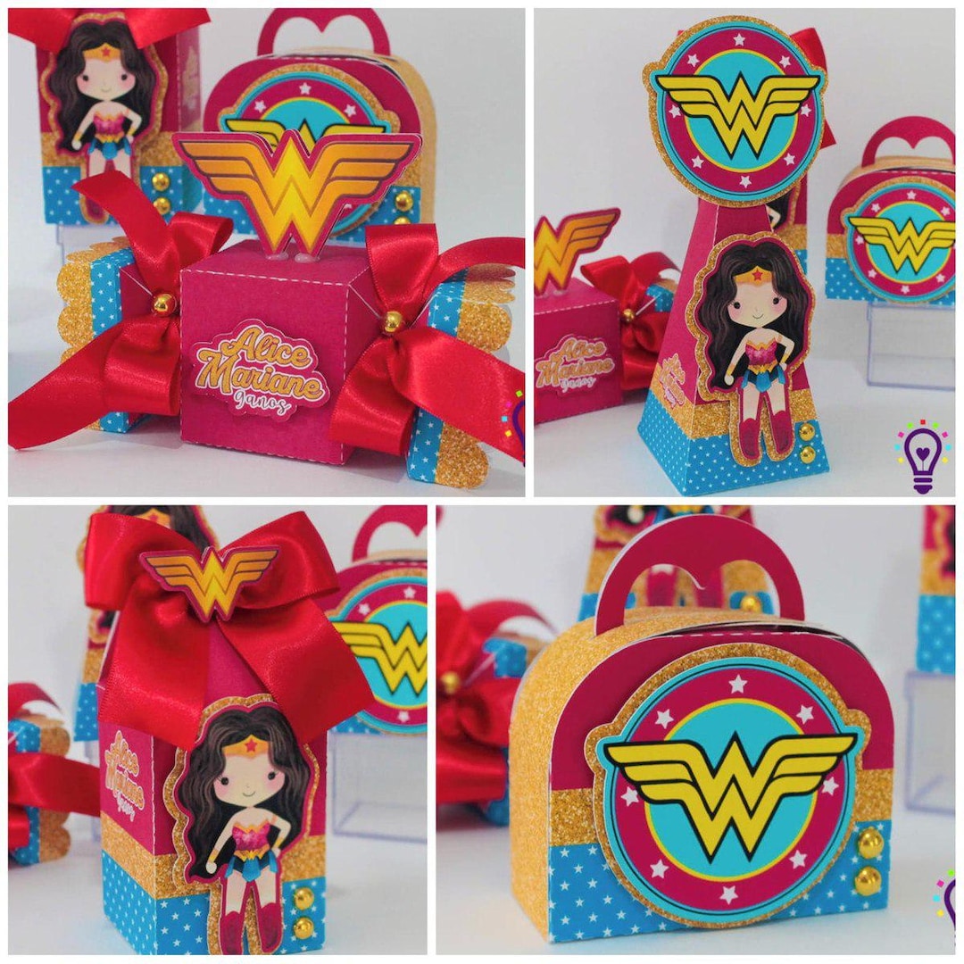 Wonder Woman Favor Boxes Kit - Personalized Superhero Party Boxes - PDF ...