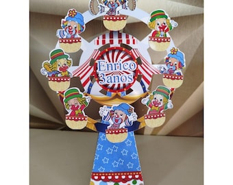 3D Ferris Wheel SVG - Circus Theme Party Decor - Carnival Cake Topper Cut File - Digital Download for Cricut & Silhouette