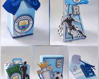 Manchester City Party Favors Digital Template - SVG, PNG, PDF, Studio - Soccer Birthday Box Kit