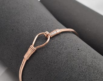 Wire Wrapped Pure Copper Bracelet - Adjustable Healing Jewelry - Unique Bangle Design - Stackable Bangle - Minimalist Jewelry - Gift For Her