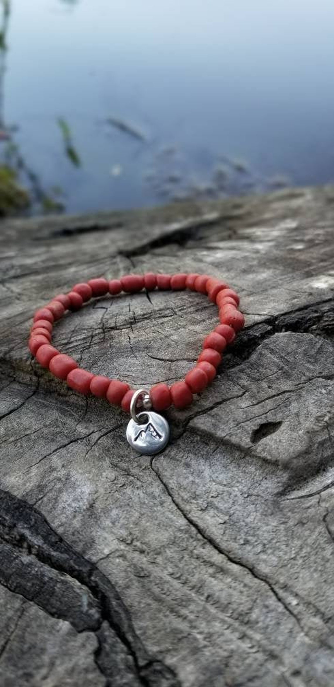 Mountain Bracelet l Hiking Bracelet l Red Beaded Bracelet l Etsy