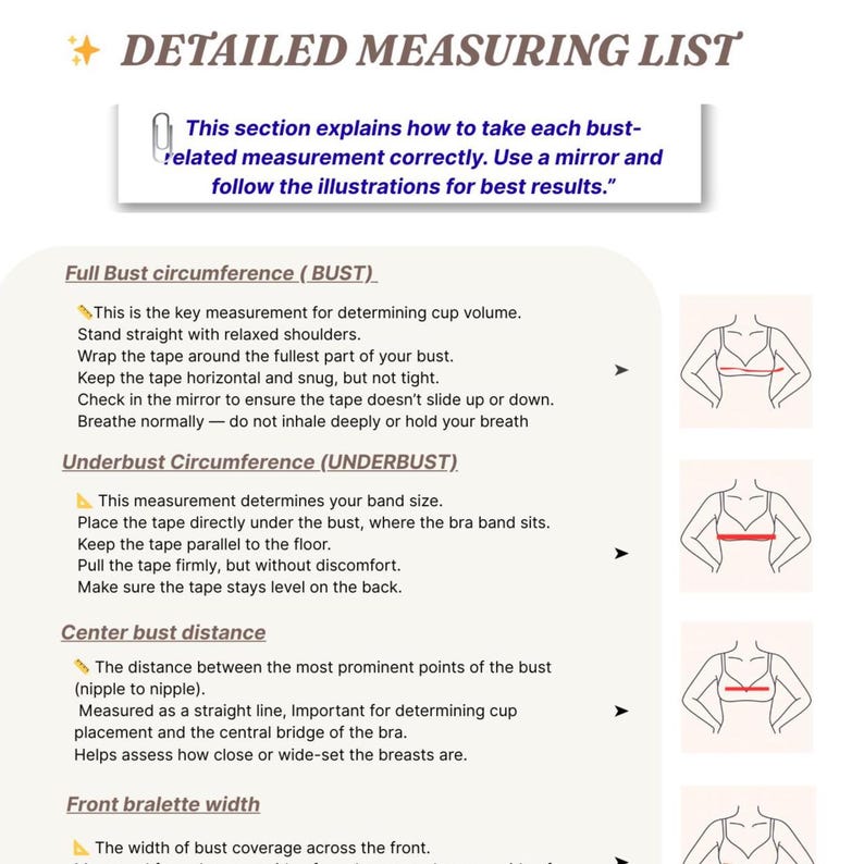 Free Bra Measuring Guide + Printable Measurement Record Sheet ...