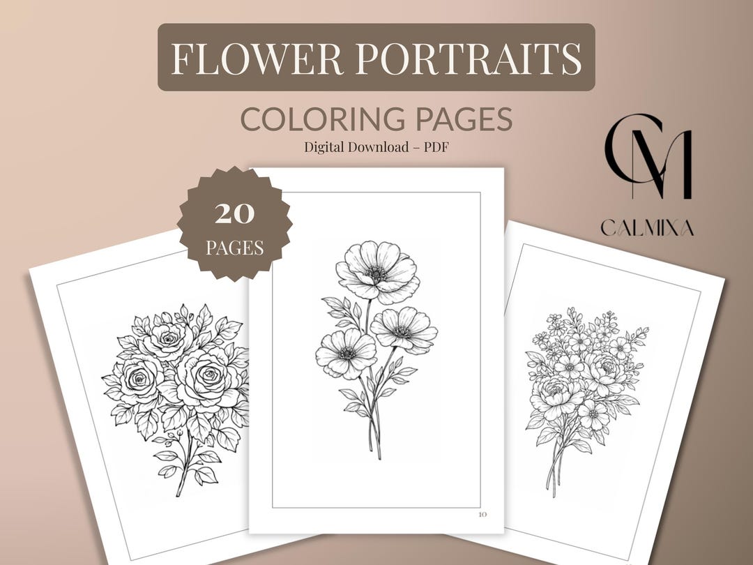 Floral Coloring Book for Adults | Calm Botanical Coloring Pages for ...