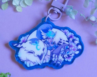 Warden & Seeker - Ready to Ship - Blue transparent Acrylic Keychain Elune Priestess - Mount Night Elf