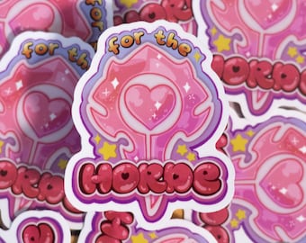 Heart kawaii 'For the Horde' vinyl stickers crest MMORPG FANart
