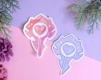 Heart kawaii pink horde vinyl stickers crest MMORPG FANart