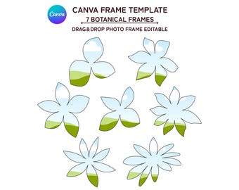 7 cadres botaniques, modèle de cadre en toile, modifiable par glisser-déposer, téléchargement numérique