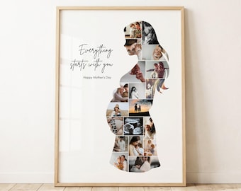 Collage de photos de grossesse | 19 modèles de cadre photo | Cadeau Fête des Mères | Téléchargement numérique imprimable