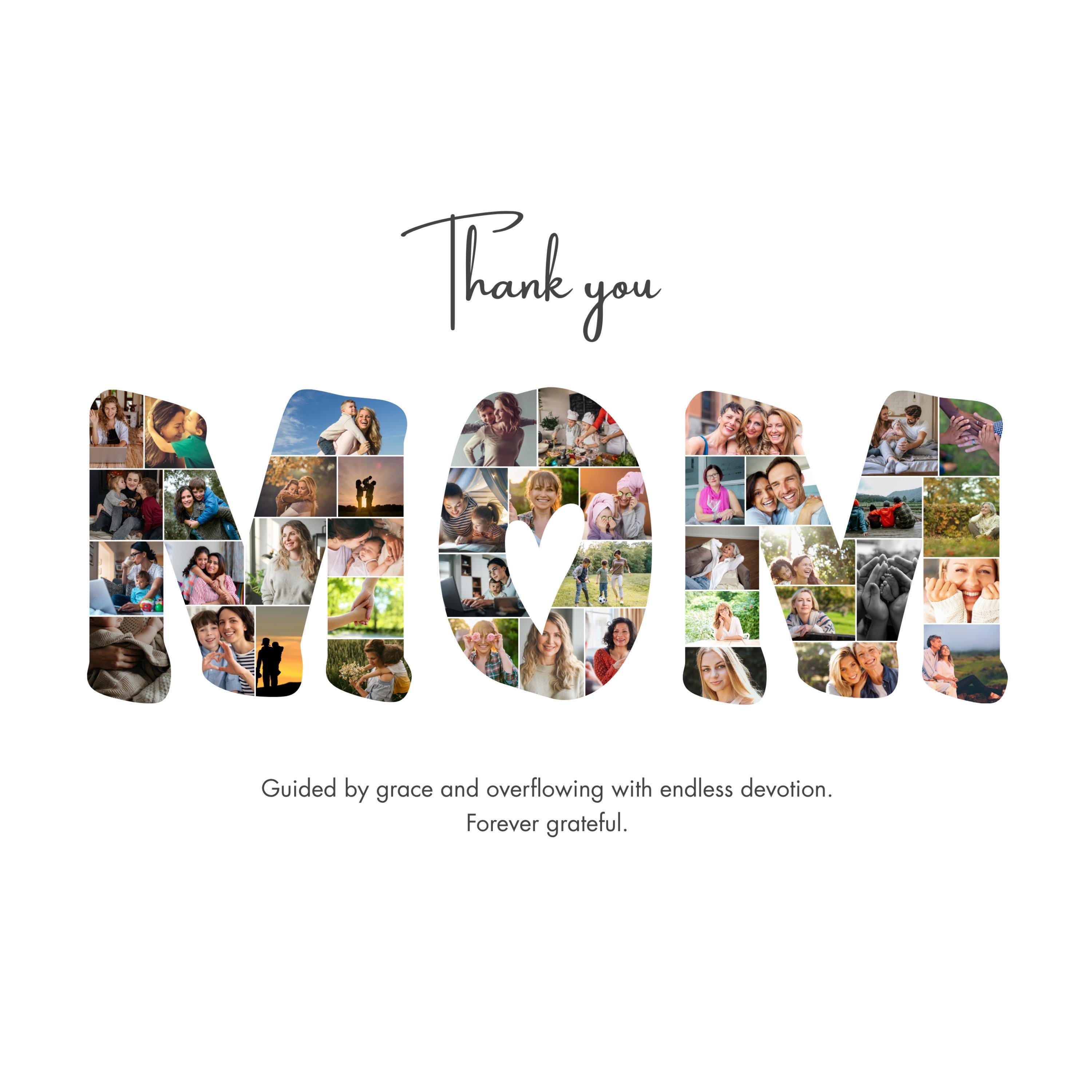 Mother's Day Photo Collage MOM With Heart | 42 Photos Canva Template ...