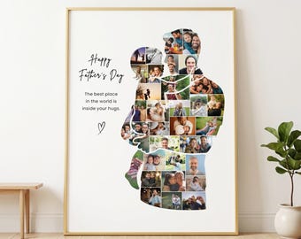 Father and Child Photo Collage | 32 Photos Canva Template | Personalized Father's Day Gift | Printable Digital Download
