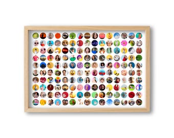 Collage de photos avec grille de 150 cercles | Modèle de cadre en toile modifiable | Paysage et portrait 6 tailles incluses | Poster imprimable | Téléchargement numérique