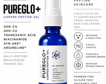 PureGLO+ Copper Peptide Gel | GHK-Cu, Tranexamic Acid, Ectoin, Argireline (2 oz)