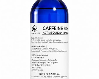 Caffeine Anhydrous 5% Topical Solution | Water-Soluble Cosmetic Active | DIY Hair and Skincare Ingredients