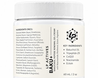 Bakuchiol Peptide Gel-Cream – Hydrating Facial Moisturizer with Niacinamide, Ectoin, CoQ10 (2 oz)