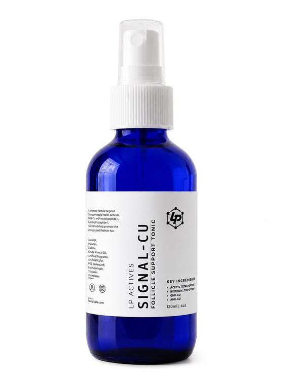 SIGNAL-CU™ GHK-Cu Hair Tonic | Hair Regrowth Promoting Peptides | Acetyl-tetrapeptide-3, Ahk-Cu, nd  Biotonyl tripeptide-1