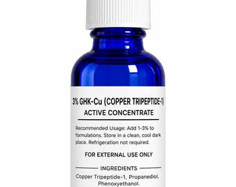 GHK-Cu 3% Liquid Active | Copper Peptide Cosmetic Ingredient | DIY Skincare and Hair Care