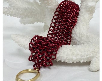 Red Bracelet, Chainmaille Bracelet, Women's Bracelet, Bracelet, Gift for her, Holiday Bracelet, 7.0" Bracelet, Holiday Gift, Toggle, Red