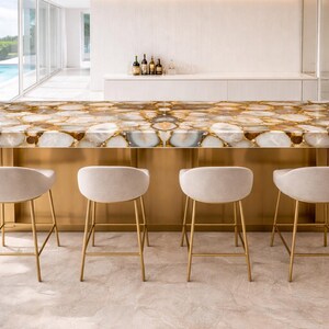 Rechthoekig aanrecht met witte wolk | Luxe edelsteen | Aanrechtblad keuken | Badkamerijdelheid aanrechtblad | (Aanpasbaar)