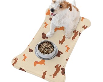 Alfombrilla para comedero de perro salchicha / Alfombrilla antideslizante e impermeable de espuma viscoelástica para comedero de mascotas / Regalo para amantes de los perros salchicha / Alfombrilla para comida de perro para proteger el suelo