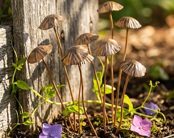 Miniatuur metalen paddenstoelentuindecor, paddenstoelenbeeldjes, sprookjestuinaccessoires, buitenplantdecoraties
